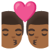 👨🏾‍❤️‍💋‍👨🏾 kiss: man, man, medium-dark skin tone display on Google